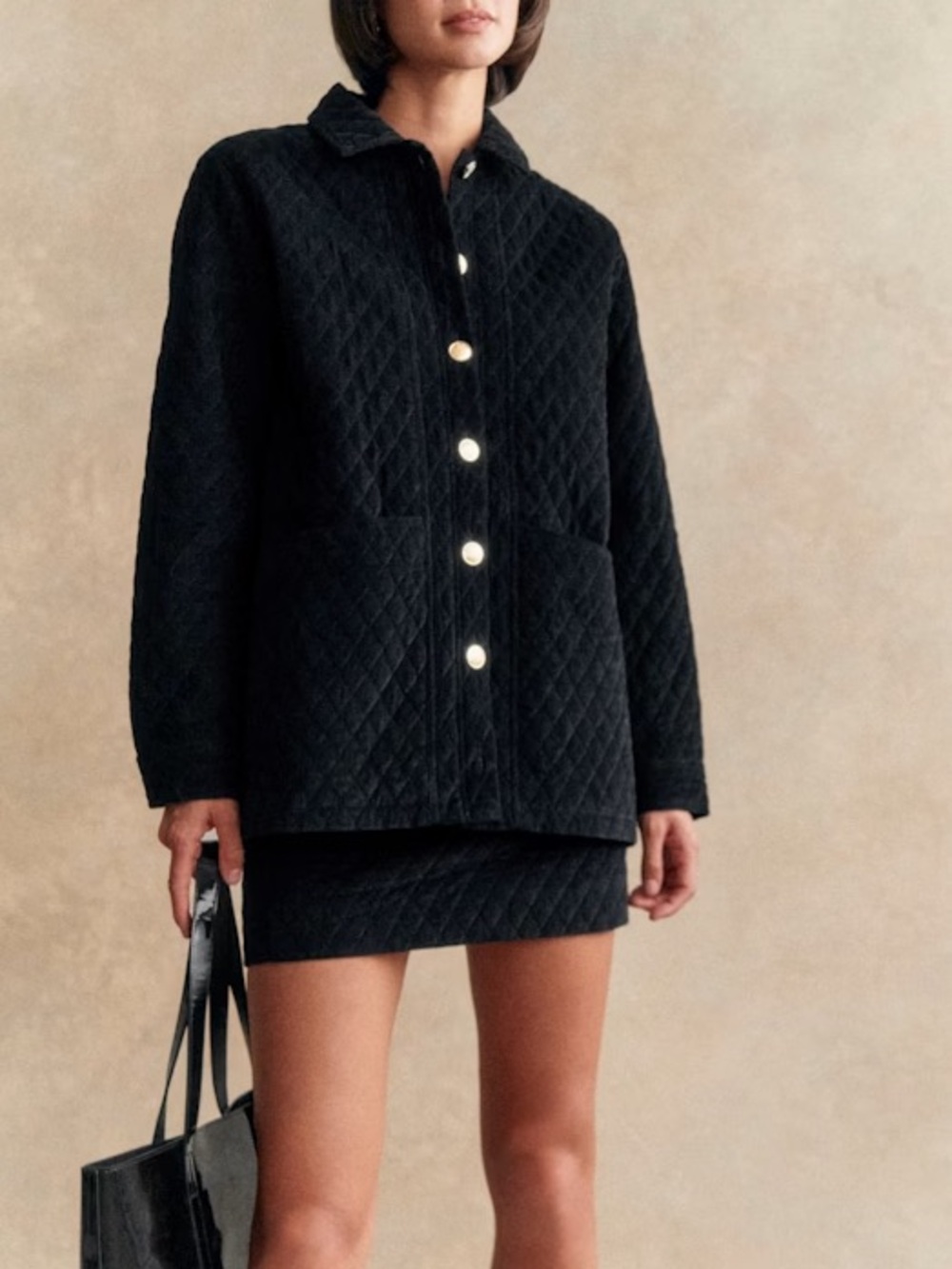 Sézane Will Quilted Corduroy Button Fall Jacket